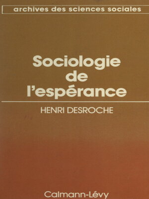 cover image of Sociologie de l'espérance